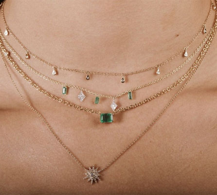 手作り ホワイト キュービック ジルコン 女性用 涙のネックレス 宝石
