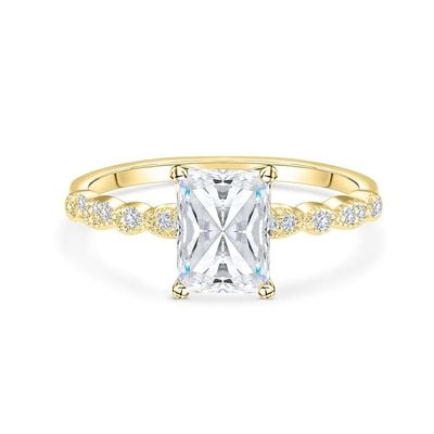 ヴィンテージ 手作り 18K ゴールド バゲット 切断石 婚約指輪 女性用ヴィンテージスタイル