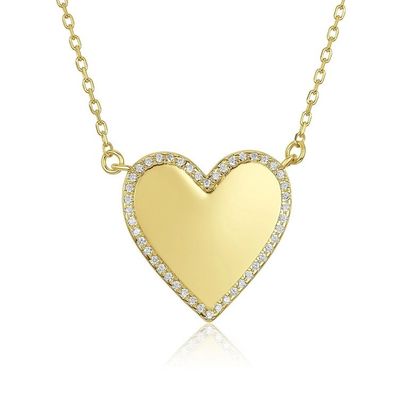 ホワイト CZ ハート ネックレス 16インチ 個別化されたハートネックレス