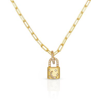 18K ゴールド ネックレス ペンダント パブ ホワイト CZ リンク チェーン ネックレス 婚約
