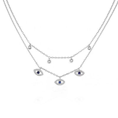 ダブルレイヤ イバイアイ ベーゼルセット ダイヤモンド ネックレス 女性 ベーゼルセット ペンダント