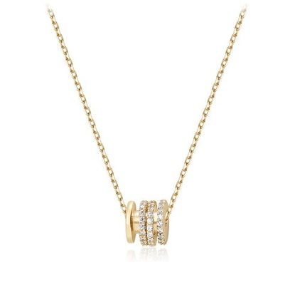 マイクロンパブ立方ジルコニアペンダント 18K ゴールドサークル ネックレス 女性用