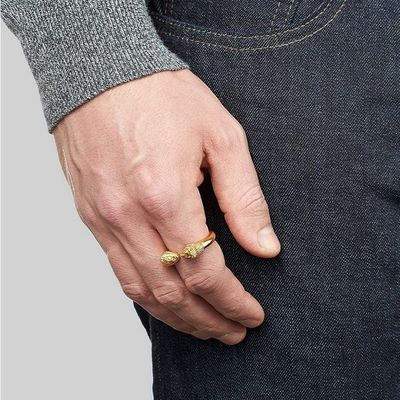 調整可能なメンズ ライオンヘッドリング 18K ゴールド サイズ 5 - サイズ 10 青銅 ライオンリング