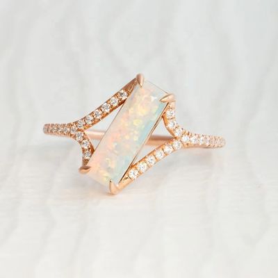 バゲットカット オパールスノートラックリング サイズ4サイズ10 925 ステルリングシルバーリング