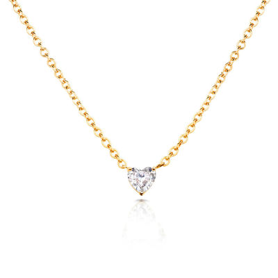 ハート キュービック ジルコーン 18K 金色 女性のネックレス