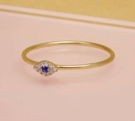 クラシックスタイル ミニパブリング ダイヤモンドアイとブルーサファイア 925 ステルリングシルバー