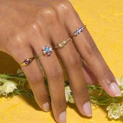 ファッション ゴールド 925 スターリング シルバー デイジー CZ リング 女性 エレガンス アクセサリー