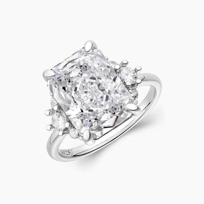 18K 金色 メインストーン CZ ヴィンテージ 結婚式 925 スターリング シルバー 女の子用 指輪