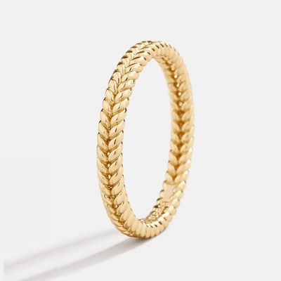 美品 宝石 18K 金 金 925 スターリング シルバー 女性用 小麦 指輪