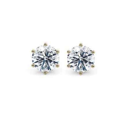 シックスクラウ ホワイト CZ スタッド イヤリング 925 スターリング シルバー 18K キュービック ジルコニア スタッド イヤリング
