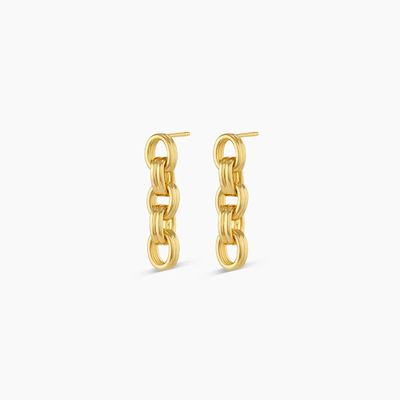 18K ゴールド ドロップダングルチェーン イヤリング ロジウム付厚いチェーン イヤリング