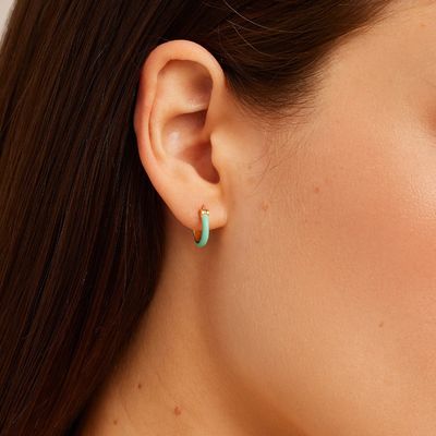 カラー 925 スターリング シルバー フープ イヤリング 18K ゴールド スタッキング フープ イヤリング