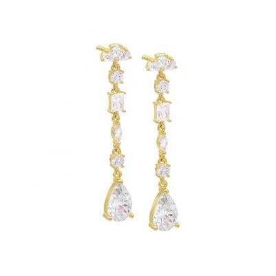 宗教的なインスピレーション S925 ステルリングシルバー 宝石 18K ゴールドプレートドロップ イヤリング