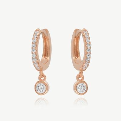 18K 金属 S925 シルバー ミニ ハグジー シングル ベゼル ストーン ハープ 女性用耳飾り