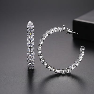 カラフルなブラジル 18K ゴールドフープ イヤリング オバルカット 青銅 イヤリング フープ