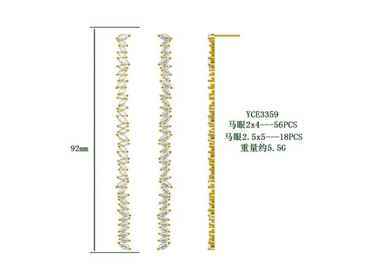 ジュエリー オーダーメイド その他 耳飾り 型 長銀塗り 耳飾り マルキス CZ ストーン