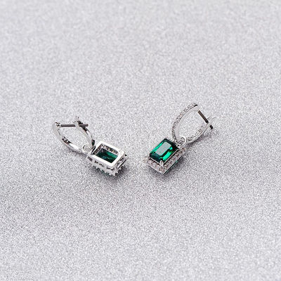 グリーン CZ ダイヤモンド 925 スターリング シルバー クラシック 豪華 ハープ イヤリング 女性用 ファッション