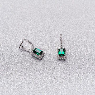グリーン CZ ダイヤモンド 925 スターリング シルバー クラシック 豪華 ハープ イヤリング 女性用 ファッション
