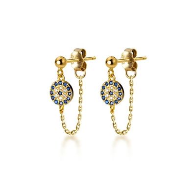 925 スターリング シルバー CZ ダイヤモンド ゴールド コーティング 女性用 アイ ストッド イヤリング シルバー/銅