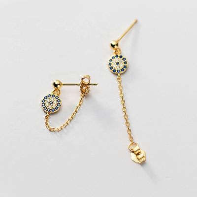 925 スターリング シルバー CZ ダイヤモンド ゴールド コーティング 女性用 アイ ストッド イヤリング シルバー/銅