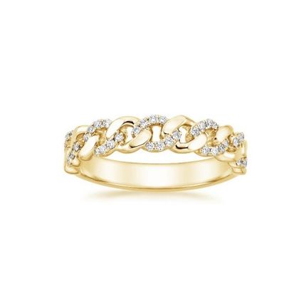 マイクロンパブ CZ 18K 金色 ステーキングチェーンリンク 925 ステルリングシルバー 女性リング