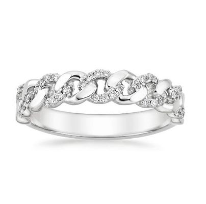 マイクロンパブ CZ 18K 金色 ステーキングチェーンリンク 925 ステルリングシルバー 女性リング
