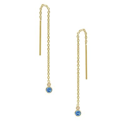 925 スターリングシルバー シンプル 18K ゴールドプラテッド 女性用ベーゼルドロップチェーンのスレッドヤー イヤリング