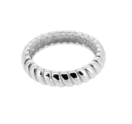 幅6mm シルバー・ツイスト 婚約指輪 18K ゴールド ロジウム カラー ツイスト シルバー・リング