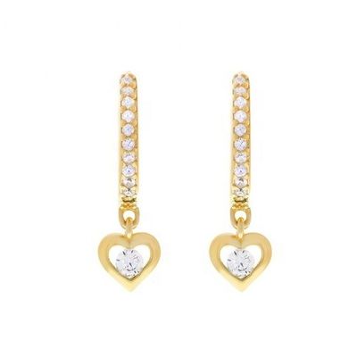 金色 ミニダングル ハート CZ ハグジー イヤリング あなたの外見に魅力的な触りを加え