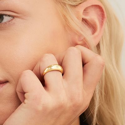 エターニティバンドリング ブラジル 18K ゴールド ジュエリースター 925 ステルリング シルバードーム 女性指輪