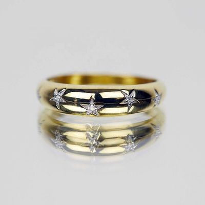 14k 18k ゴールド チャンキースターセット ダイヤモンドバンド スタイリッシュな服のための指輪