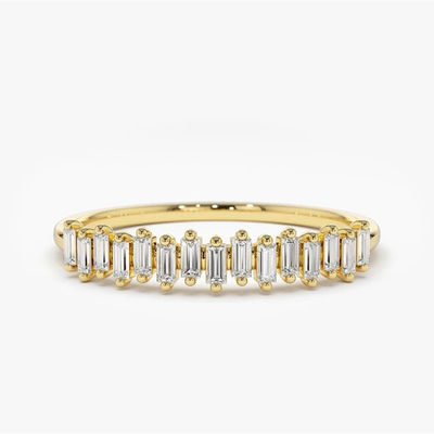925 ステルリング シルバー CZ ダイヤモンド バゲッテ 黄金塗装付き 女性の永遠指輪