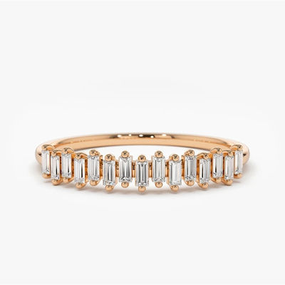 925 ステルリング シルバー CZ ダイヤモンド バゲッテ 黄金塗装付き 女性の永遠指輪