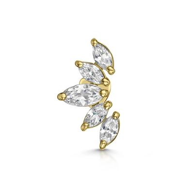 金色 ローディアム スタッド イヤリング 白 CZ 女性用 日常着用 スタイル