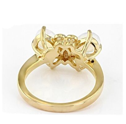 繊細な宝石 多彩色 エチオピア オパール バターフライ 指輪 18k 黄金 ステルリング シルバー
