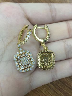 ホワイト CZ イヤリング 925 スターリング シルバー 婚活と結婚式のためのクラシックスタイル