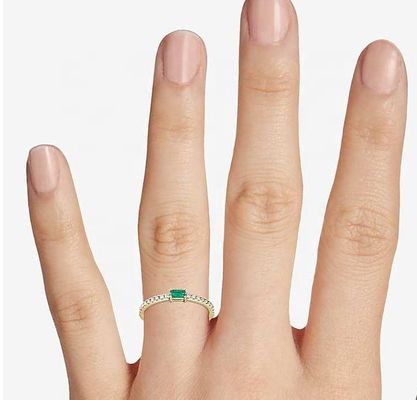 高級宝石 925 スターリング シルバーリング 緑色または白色石と18K ゴールドプラチング