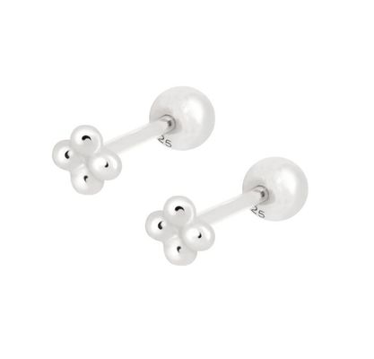 6mm シルバー ミニビービーズボールバーベル ストッド イヤリング スクリューバック 宝石