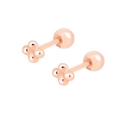 6mm シルバー ミニビービーズボールバーベル ストッド イヤリング スクリューバック 宝石