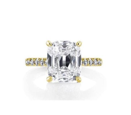 白 CZ 925 ステルリング シルバー 婚約指輪 18K ゴールドプレート バゲットカット