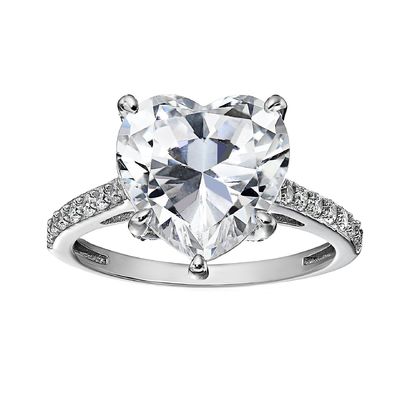 マイクロインセットインレイ技術 ハートカット CZ ストーン 925 スターリング シルバー 婚約指輪
