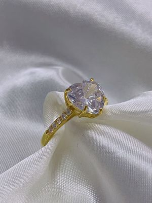 マイクロインセットインレイ技術 ハートカット CZ ストーン 925 スターリング シルバー 婚約指輪