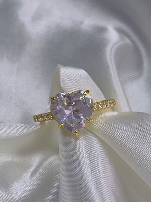 マイクロインセットインレイ技術 ハートカット CZ ストーン 925 スターリング シルバー 婚約指輪