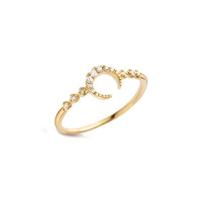 男性用 純銀925 カスタムムーンリング 14k 18k 24k ゴールド