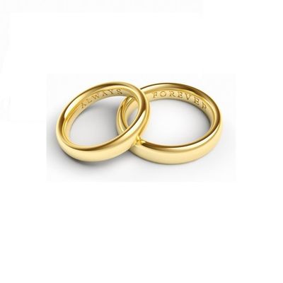 USサイズ5 カスタムデザイン コンフォートフィット 金色 純銀の結婚指輪