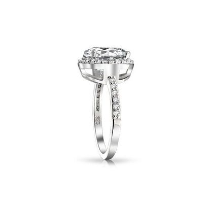 925スターリングシルバー 10mm ホワイト CZ ソリテア 婚約指輪 メインストーンサイズ 10mm