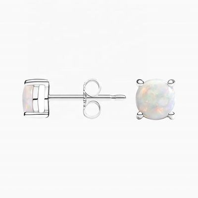 18K ゴールド 6MM ソリテア オパール 女性の耳飾り