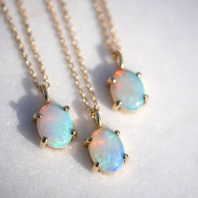 手作り 18K 金属ペンダント ピンセット オパールストーン 925 シルバー ネックレス