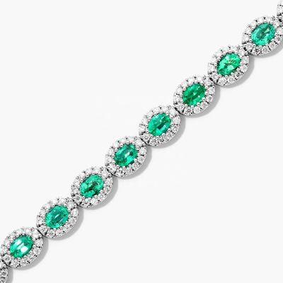 5.7mm 幅 ジルコン テニス ブレスレット 円形 スマールド ホワイト 14K ゴールド ブレスレット 女性