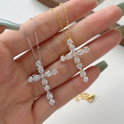 オーダーメイド 925 スターリング シルバー クロス ネックレス 18k シルバー クロスとチェーン レディース